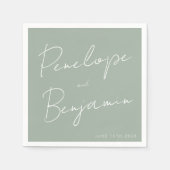 Moderne script handgeschreven trouw Boho Sage Servet (Voorkant)