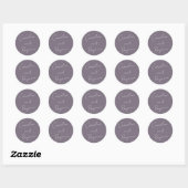 Moderne script handgeschreven trouw stoffig paars ronde sticker (Vel)