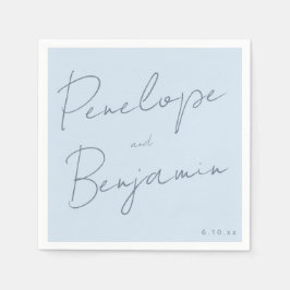 Moderne script handgeschreven zachte blauwe klassi servet