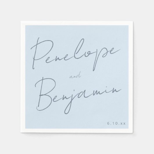 Moderne script handgeschreven zachte blauwe klassi servet (Voorkant)