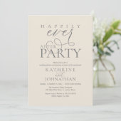Moderne Script Happily Ever After Feest Elopement Kaart (Staand voorkant)