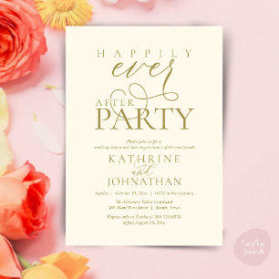 Moderne Script Happily Ever After Feest Elopement  Kaart