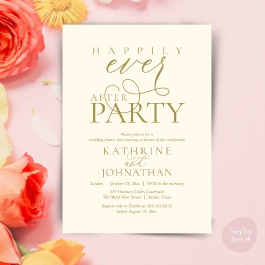 Moderne Script Happily Ever After Feest Elopement  Kaart