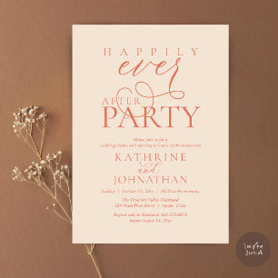 Moderne Script Happily Ever After Feest Elopement Kaart