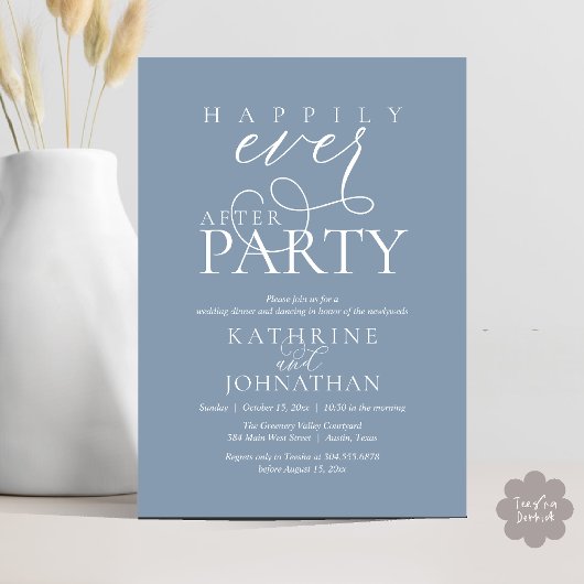 Moderne Script Happily Ever After Feest Elopement Kaart