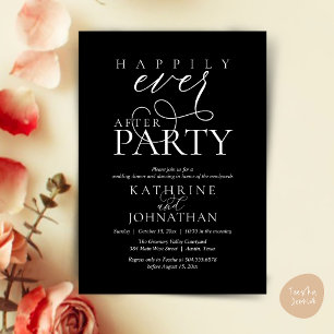 Moderne Script Happily Ever After Feest Elopement Kaart