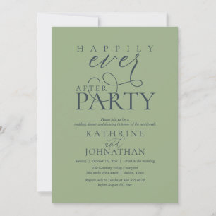 Moderne Script Happily Ever After Party Elopement Kaart