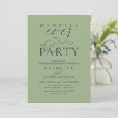 Moderne Script Happily Ever After Party Elopement Kaart (Staand voorkant)