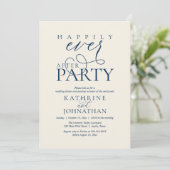 Moderne Script Happily Ever After Party Elopement Kaart (Staand voorkant)