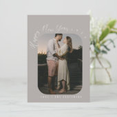 Moderne Script Happy New Year-foto Feestdagenkaart (Staand voorkant)