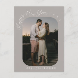 Moderne Script Happy New Year Photo Holiday Briefkaart