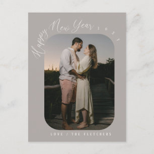 Moderne Script Happy New Year Photo Holiday Briefkaart