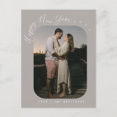 Moderne Script Happy New Year Photo Holiday Briefkaart (Voorkant)