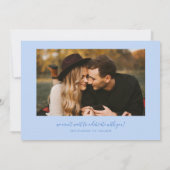 Moderne Script Hart Ijsblauw Gebogen Frame Foto Save The Date (Achterkant)