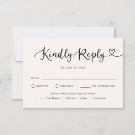Moderne Script Hart Traditioneel Huwelijk RSVP Kaartje