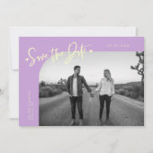 Moderne Script Hart Wisteria Gebogen Frame Foto Save The Date (Voorkant)