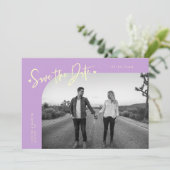 Moderne Script Hart Wisteria Gebogen Frame Foto Save The Date (Staand voorkant)