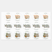 Moderne Script Heksenfeest Oranje Pompoen Botanisc Labels (Vel)