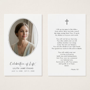 Moderne Script Herdenkingskaart met Gebed Visitekaartje