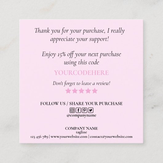 moderne script holografische dank je voor je beste vierkante visitekaartje (Achterkant)