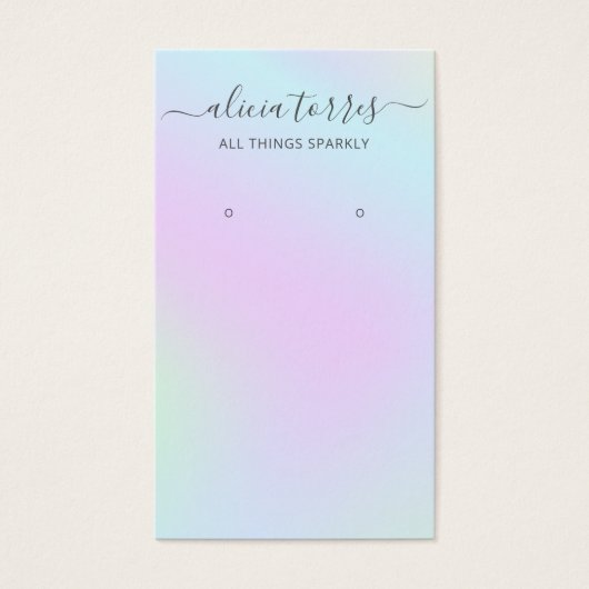 Moderne Script Holographic Earring Holder Kaart (Voorkant)