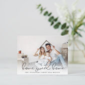 Moderne Script Home Sweet Home Photo Moving Aankondigingskaart (Staand voorkant)