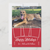 Moderne script hond foto collage rode kerstkaart (Voorkant)