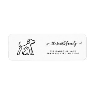 Moderne script hond silhouet retouradres etiket
