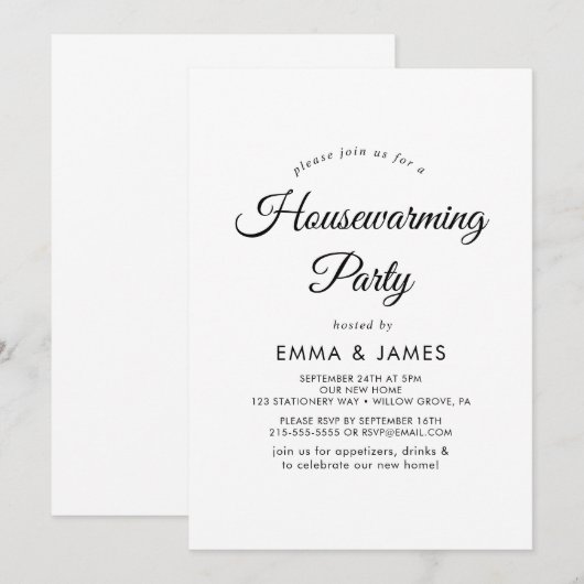 Moderne Script Housewarming Party Uitnodiging (Voorkant / Achterkant)