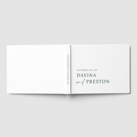 Moderne Script Huidige Minimalistische WIT GROEN Gastenboek (Volledig)