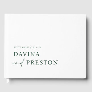 Moderne Script Huidige Minimalistische WIT GROEN Gastenboek