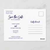 Moderne Script Huwelijk Bewaar De Datum Foto Colla Briefkaart (Achterkant)