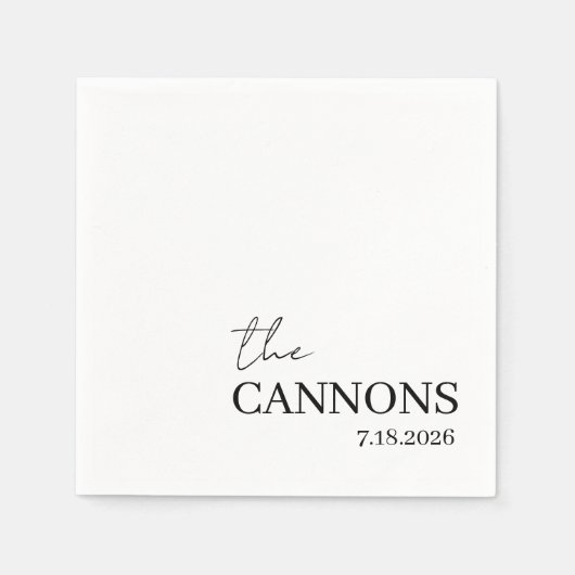 Moderne Script Huwelijk Persoonlijke Naam Datum Servet (Voorkant)
