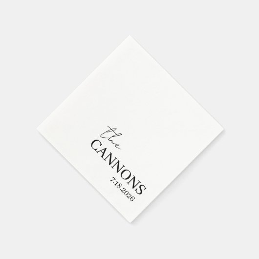 Moderne Script Huwelijk Persoonlijke Naam Datum Servet (Hoek)