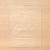 Moderne Script Huwelijk Save the Date Acryl Uitnodigingen (Voorkant)
