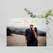 Moderne Script Huwelijk Save the Date Folie Uitnodiging (Staand Voorkant)