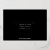 Moderne Script Huwelijk Save the Date Folie Uitnodiging (Achterkant)