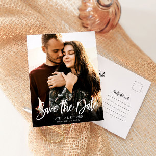 Moderne Script Huwelijk Save The Date Foto Briefkaart