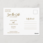 Moderne Script Huwelijk Save The Date Foto Collage Briefkaart (Achterkant)