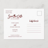 Moderne Script Huwelijk Save The Date Foto Collage Briefkaart (Achterkant)