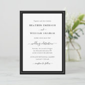 Moderne Script Huwelijk Zwart en Wit Kaart (Staand voorkant)