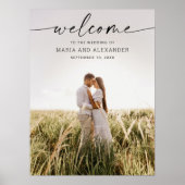 Moderne script huwelijks welkomstbord met foto poster (Voorkant)