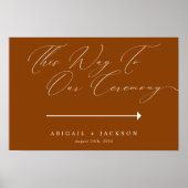 Moderne Script Huwelijksceremonie Richting Bord Poster (Voorkant)