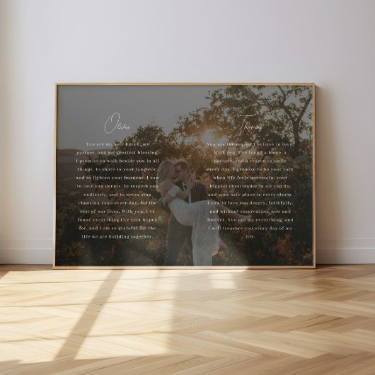 Moderne Script Huwelijksgeloften Aangepaste Namen  Poster