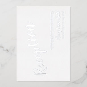 Moderne Script Huwelijksreceptie Zilver Folie Uitnodiging