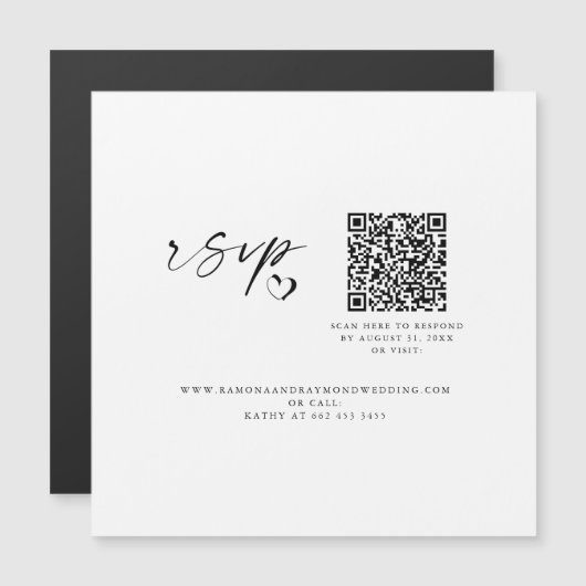 Moderne Script Huwelijkswebsite QR Code Magneetkaa (Voorkant / Achterkant)