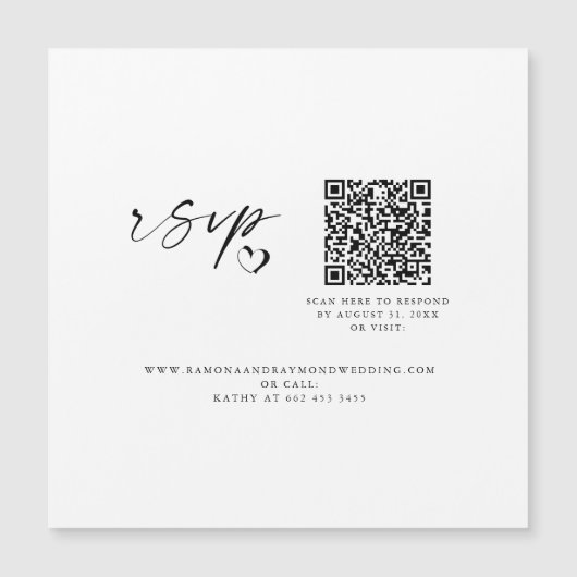Moderne Script Huwelijkswebsite QR Code Magneetkaa (Voorkant)