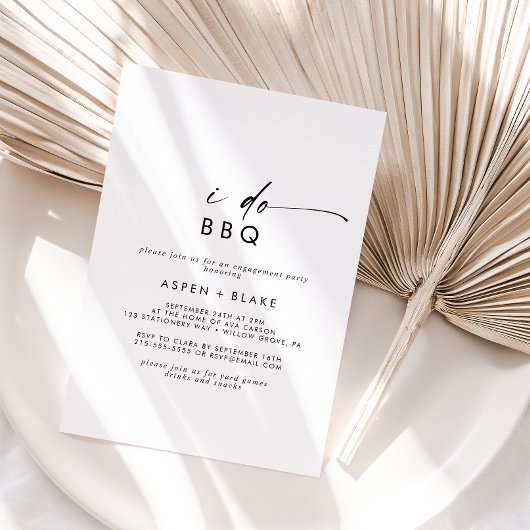 Moderne script I Do BBQ Engagement Party Kaart
