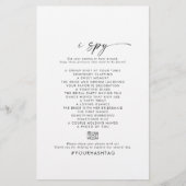 Moderne Script I Spy Huwelijksfoto Scavenger Hunt Flyer (Voorkant)