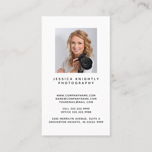 Moderne Script Initialen Monogram fotograaf Visitekaartje (Achterkant)